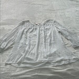 LOFT White Blouse with Lace Detail